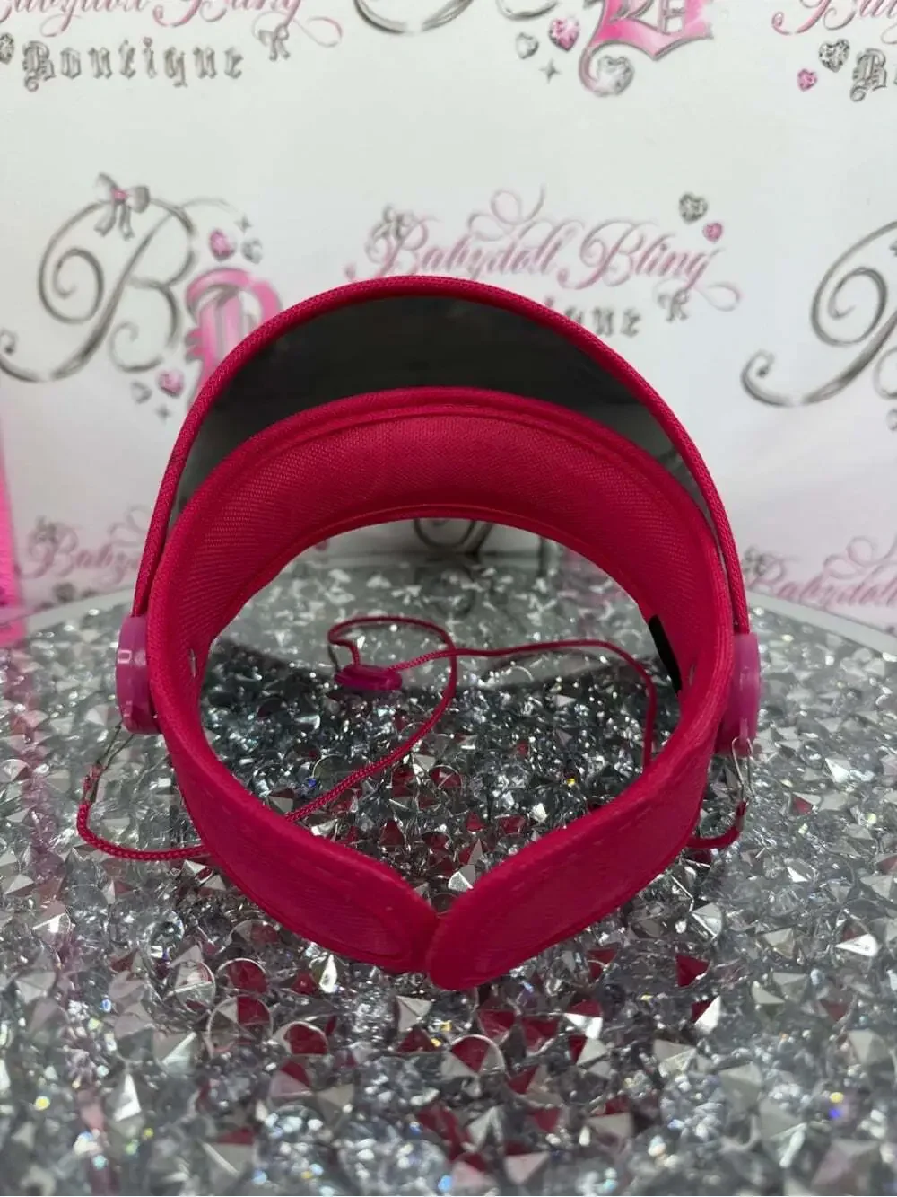 Sun face visor protection Iridescent Rainbow Visor with Hot Pink Trim skincare